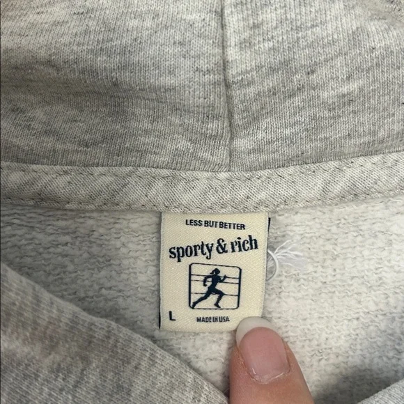 NWT Sporty & Rich Rizzoli Hoodie Heathered Gray Size Large Health Club Graphic - Picture 4 of 11
